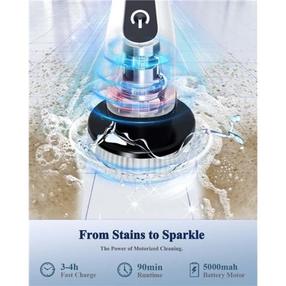 Electric Spin Scrubber,Cordless CleaningBrush with 7Replaceable Drill BrushHeads - Picture 4 of 7